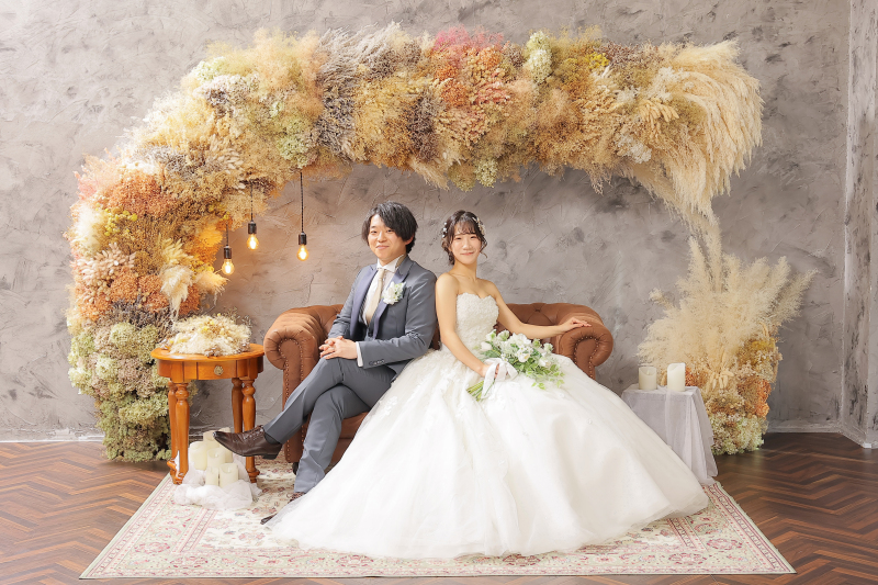 洋装×ドライフラワー