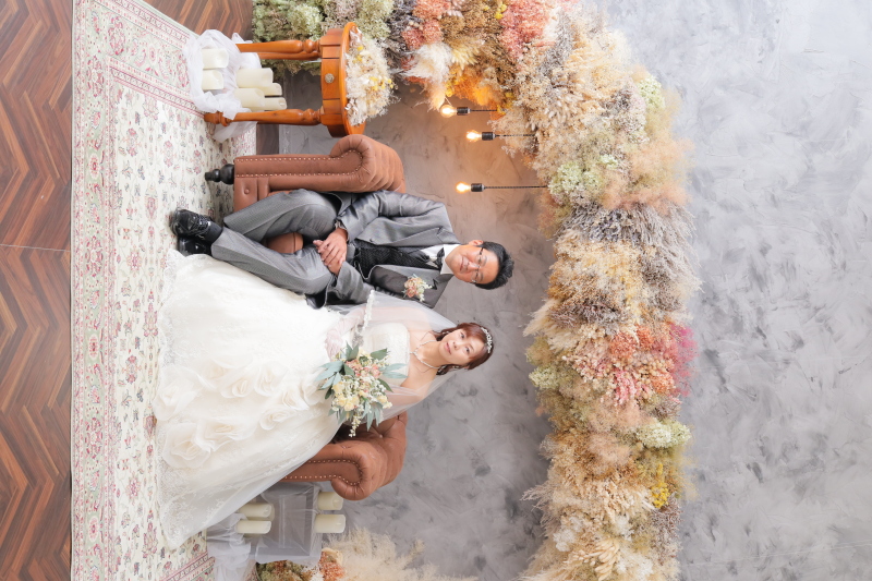 ドライフラワー×ウェディングドレス