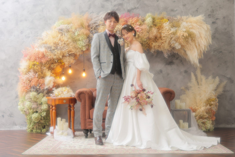 ドライフラワー×ウェディングドレス