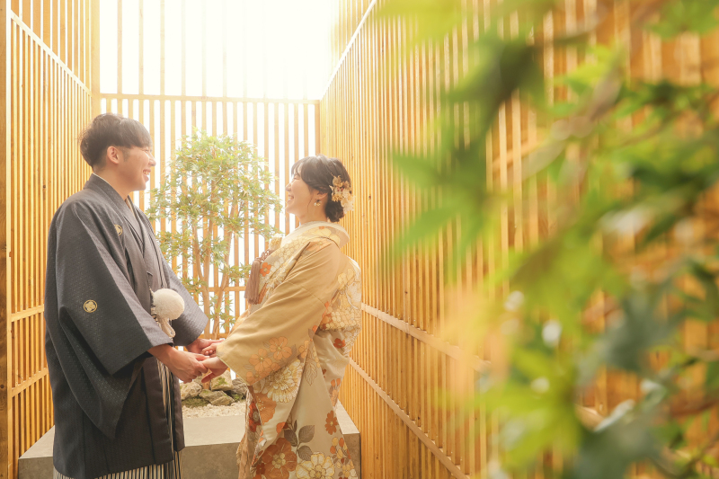 和装と相性良い坪庭で⚘