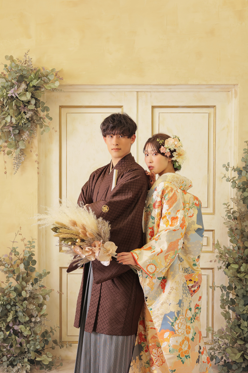 色打掛×ドライフラワーブーケ