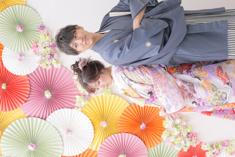 ラベンダーカラーの色打掛が可愛い♡