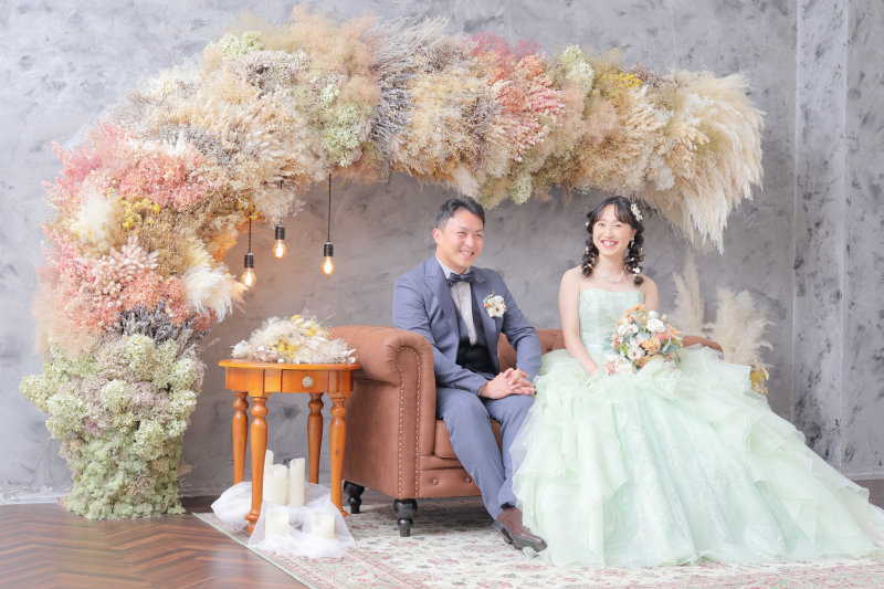 ドライフラワーのアーチ