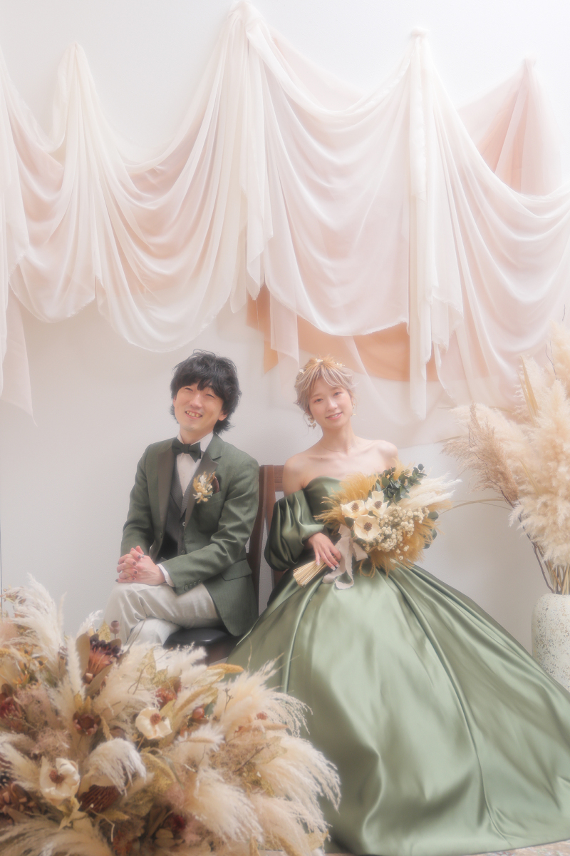 グリーンのタキシード&カラードレス☆