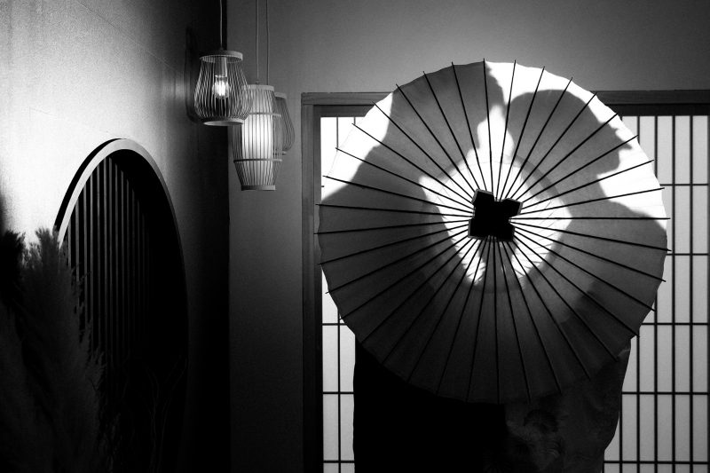 和傘シルエット