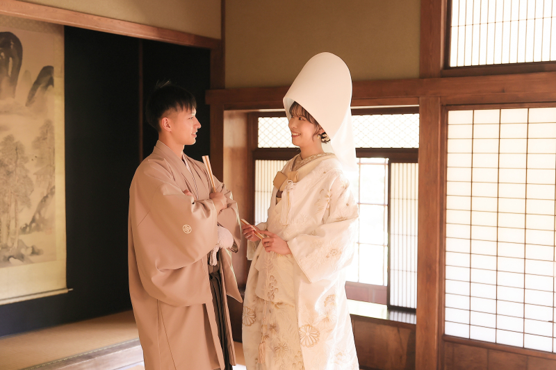 ご自身の髪型を活用した綿帽子✿