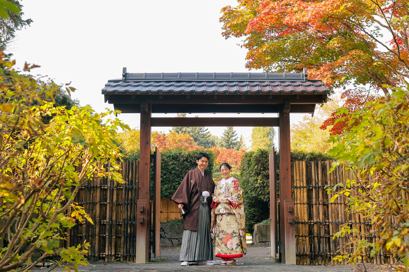 日本庭園の門と一緒に♪