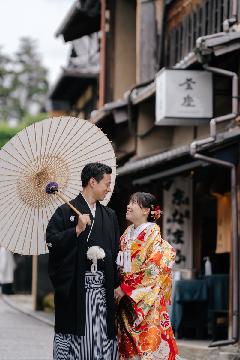 京都の町並みにて