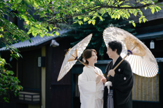 新緑が美しい京都の街並みで