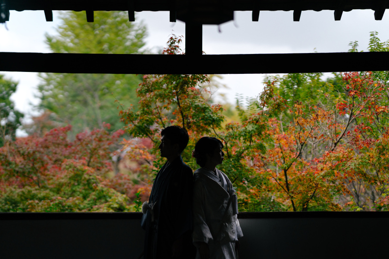 紅葉とシルエット