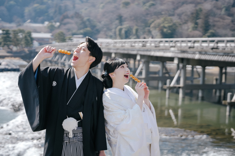 ロケーション抜群!秋の嵐山 和装前撮り 1着レンタルプラン
