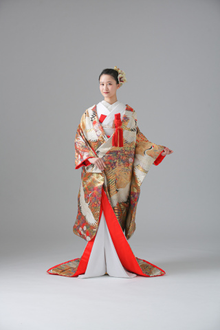 色打掛_鶴・流水ゴールド【IU00271】