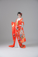 色打掛_オレンジ・鶴【IU00506】