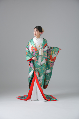 色打掛_緑・鶴【IU00521】