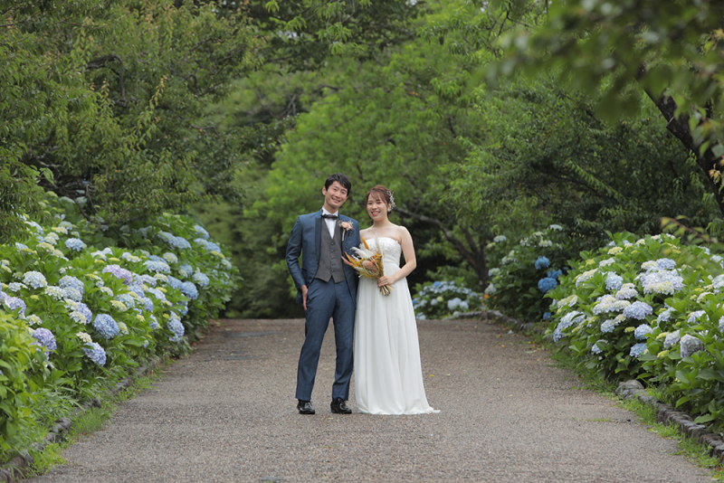 紫陽花の可愛い公園での撮影