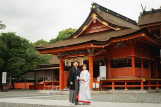 夏の緑と和装白無垢ロケーションフォト