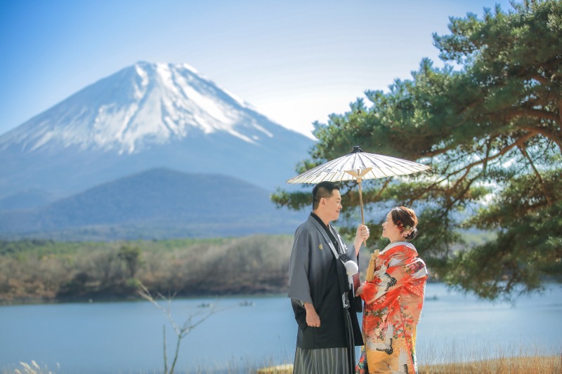 海外からのお客様 富士山+和装
