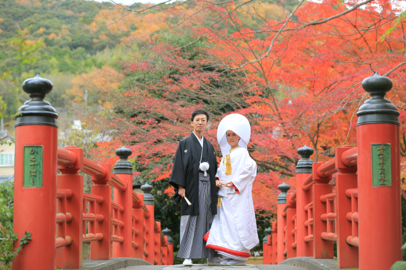 修善寺温泉街での紅葉