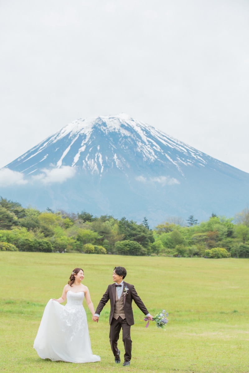 朝霧高原で富士山が見えました