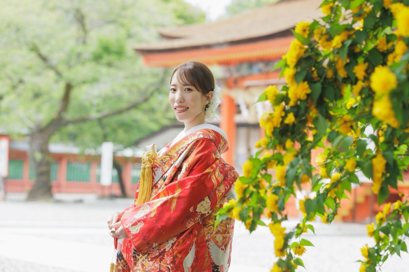 和装に合うお花も咲いておりました