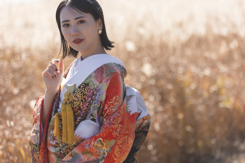 ススキと新婦様