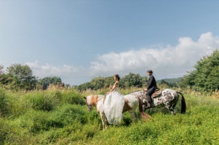 乗馬ロケーションフォト　秋のススキの草原も綺麗