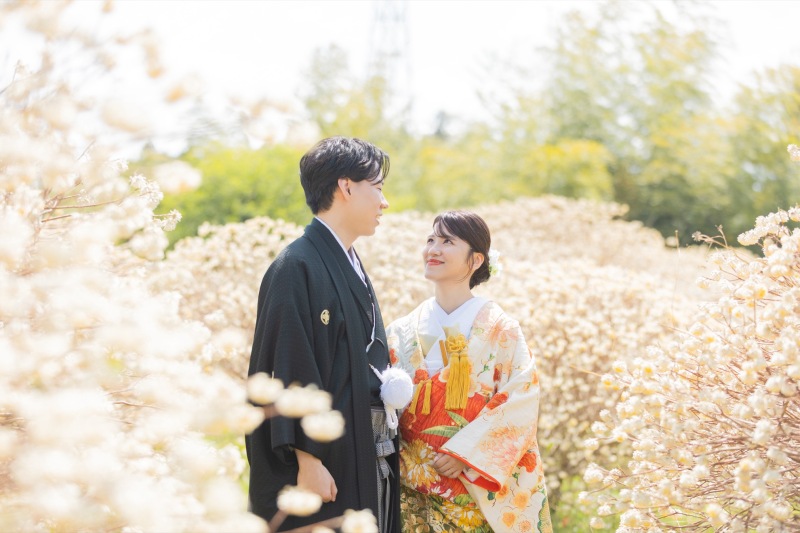 ミツマタのお花に囲まれて