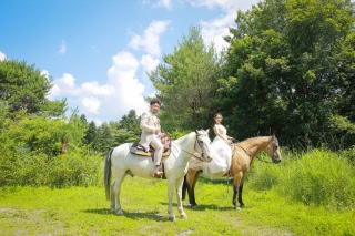 夏の緑の乗馬撮影プランでのご紹介