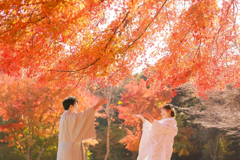 紅葉が綺麗な公園で。