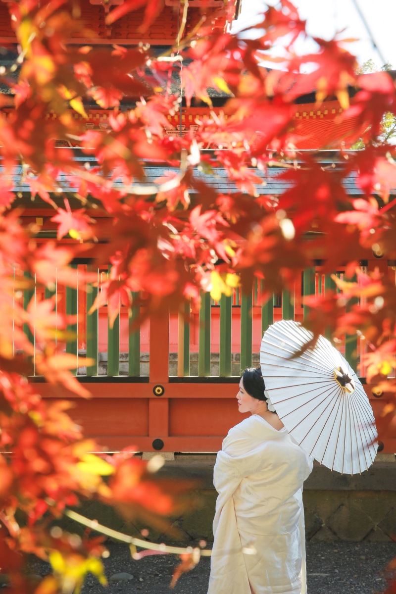 和装＋紅葉＋白無垢は素敵