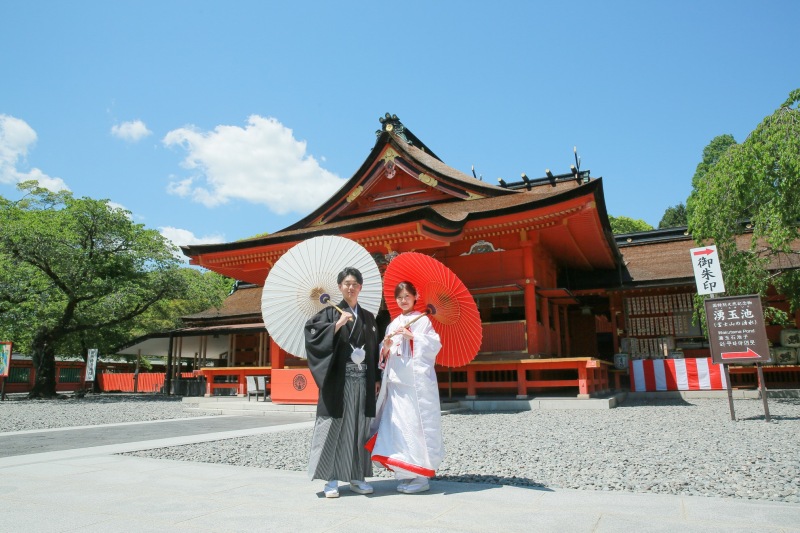 浅間大社と青空で