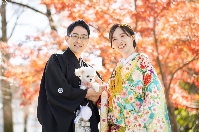 紅葉の綺麗な中で