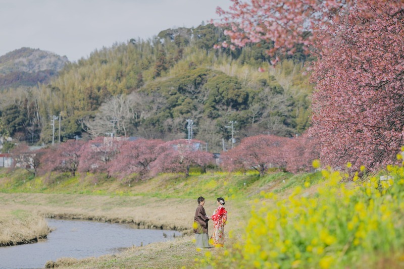先着20組限定33,000円OFF【和装:河津桜ロケーション(選べる2箇所)】全データ美肌レタッチ付き+ 台紙1冊