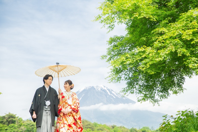 シンプル２着！手頃に富士市周辺の撮影＋台紙＋アルバム付【和装＋洋装：富士ロケーション】全データ美肌レタッチ付き（350カット）