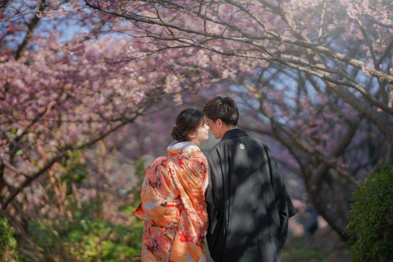 先着20組限定33,000円OFF【和装:河津桜ロケーション(選べる2箇所)】全データ美肌レタッチ付き+ 台紙1冊
