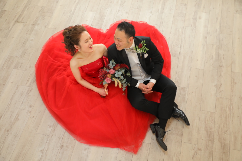 ドレスでハート型を