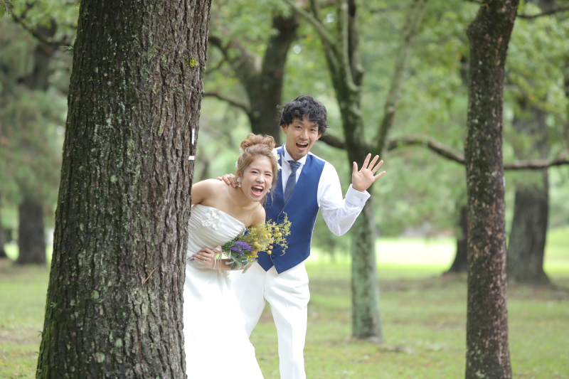 木の陰からヤッホー