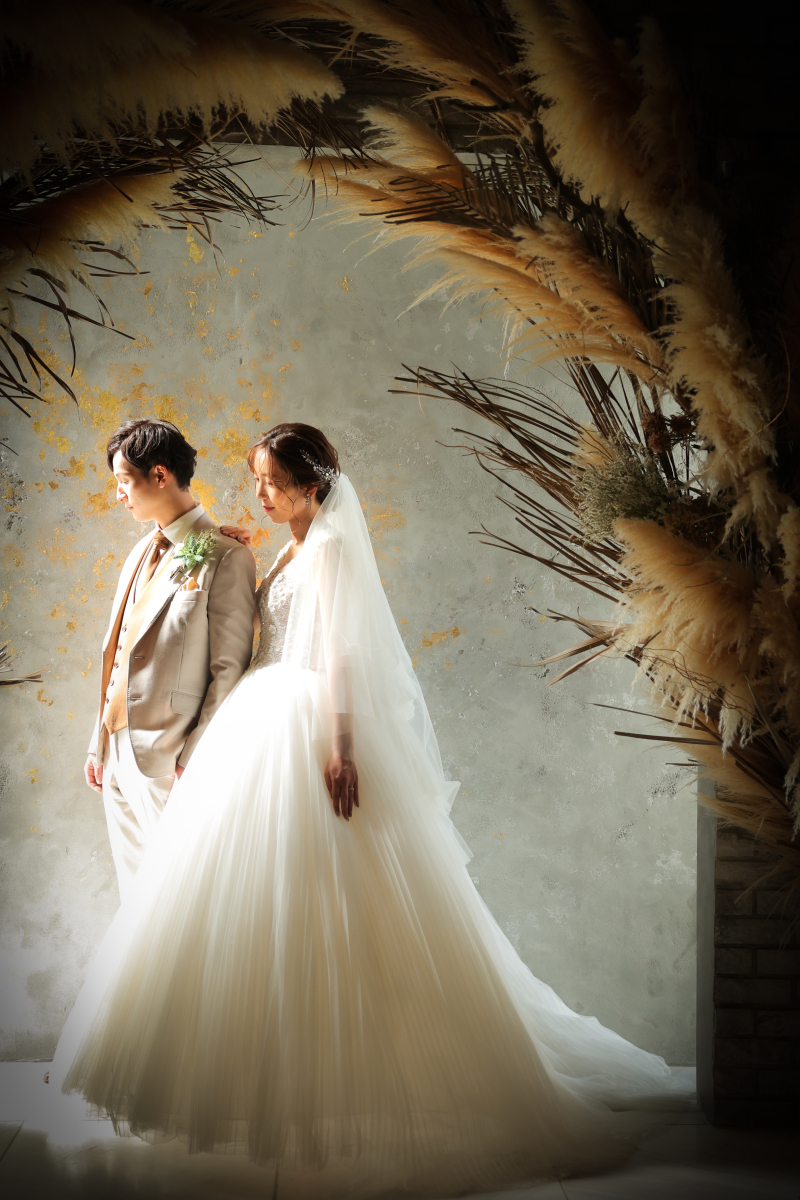 ドライフラワーとウエディングドレス