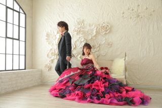 タキシード＆カラードレス撮影