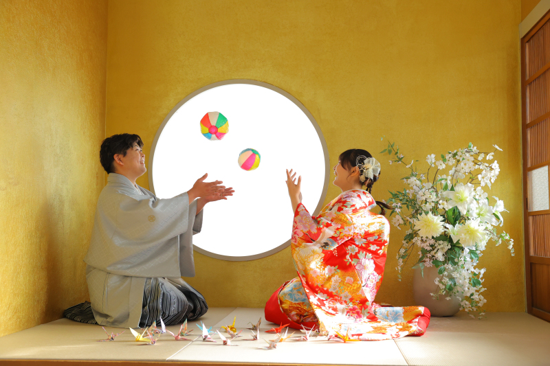 紙風船と折り鶴