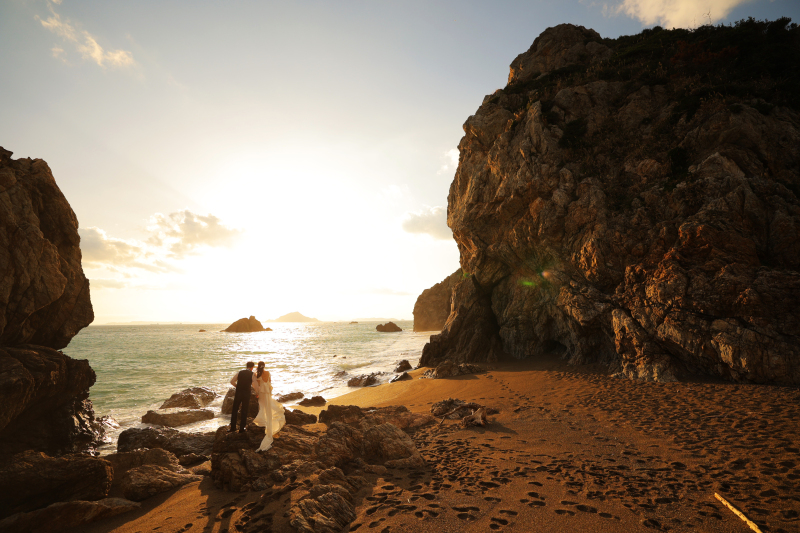 石門での夕日ロケーション