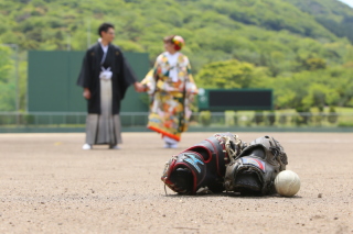 「野球」好きなおふたりのウェディングフォト