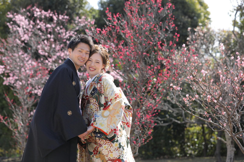 梅の花もハート型で祝福!