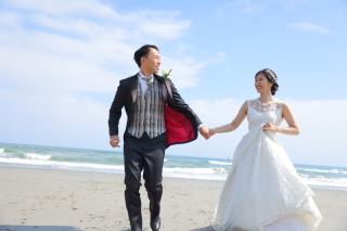 洋装２着 海ロケーション＆チャペル撮影