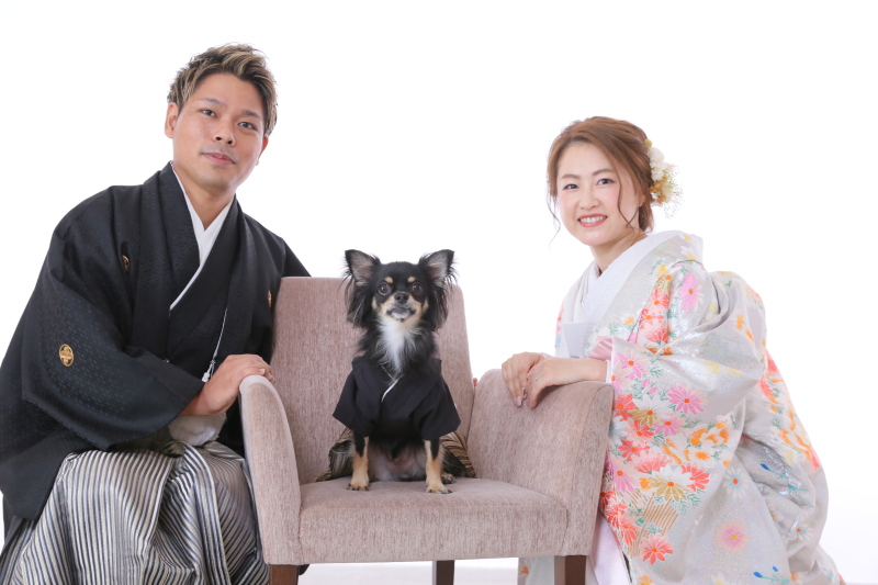 データ1カット即日渡し＆写真1枚付き！ペットと一緒に和装スタジオ