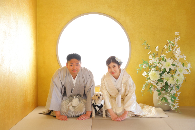 データ1カット即日渡し＆写真1枚付き！ペットと一緒に和装スタジオ
