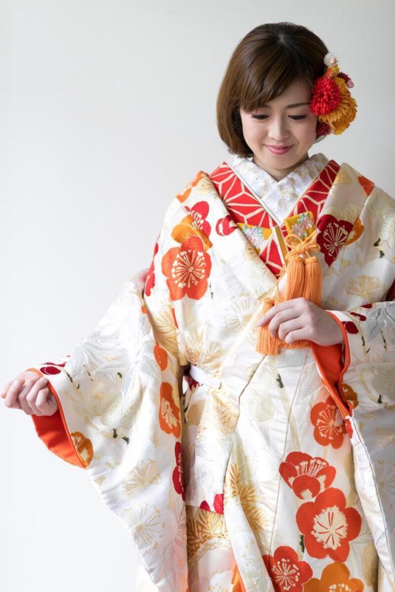 新婦 色掛下 麻の葉 赤 