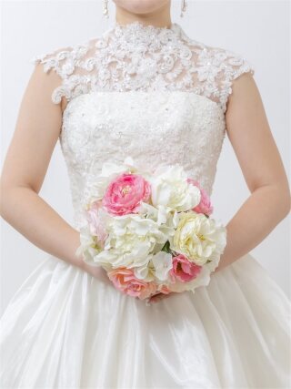 ﾗｳﾝﾄﾞﾌﾞｰｹ(白×ﾋﾟﾝｸ) 