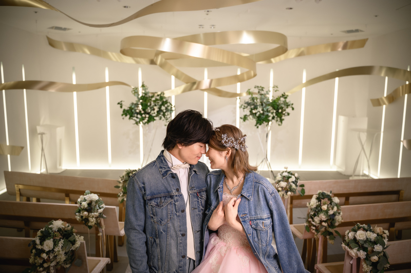 お持込みのデニムを羽織って