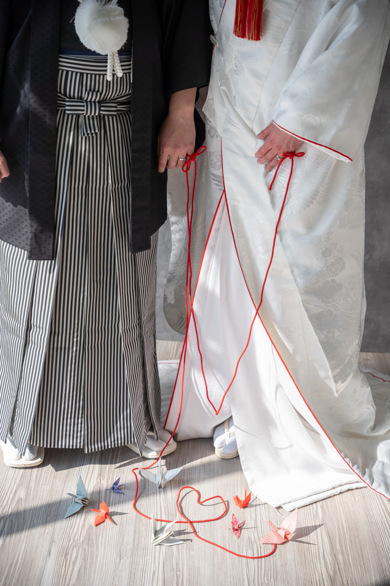 赤い糸と折り鶴